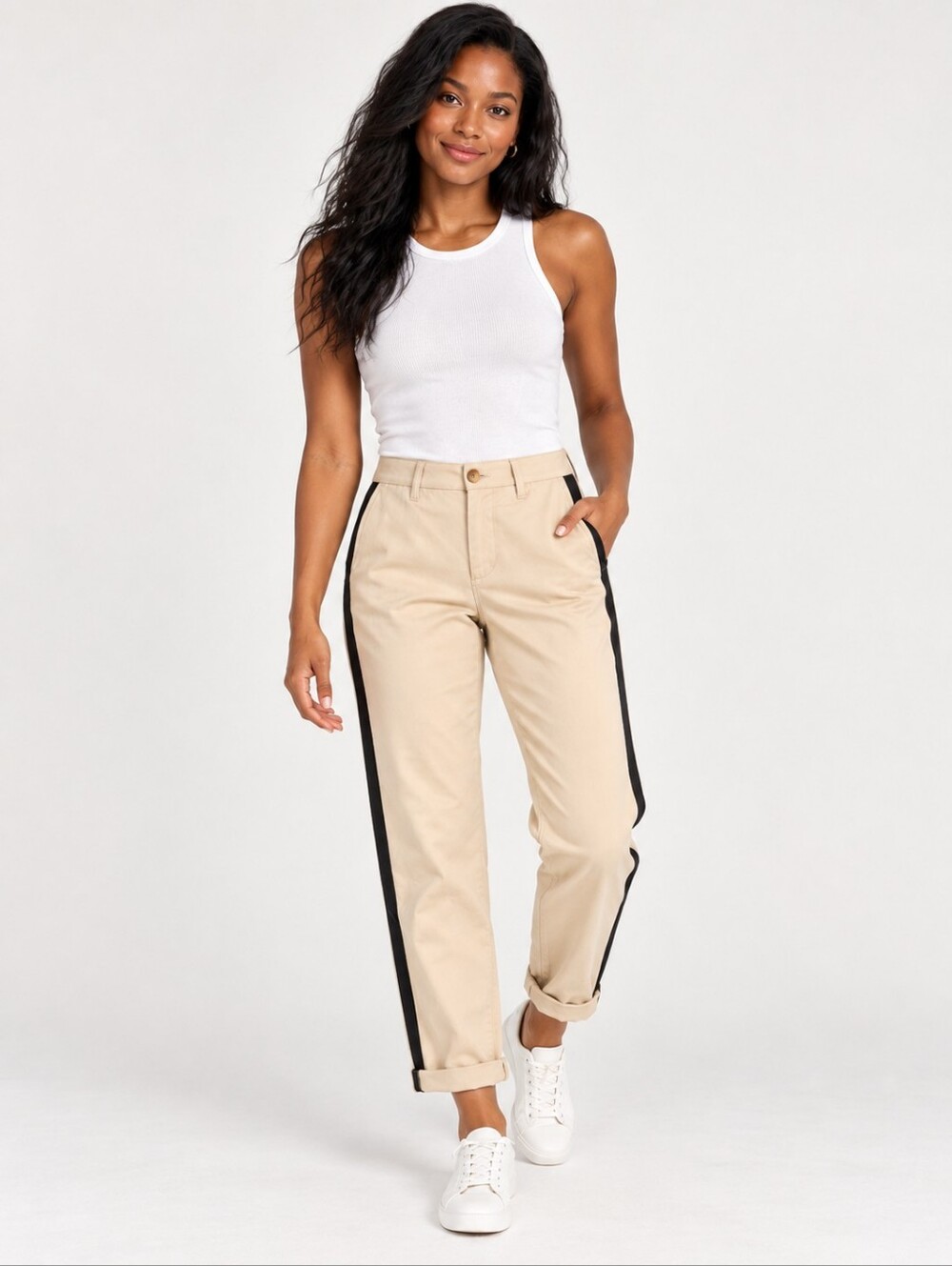 ❤ J CREW HIGH RISE GIRLFRIEND CHINO PANTS WITH SIDE STRIPE, 6 (28)